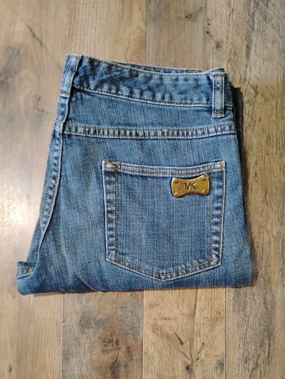 Michael Kors Medium Wash Jeans with Gold MK Plaque Women's Size: 8